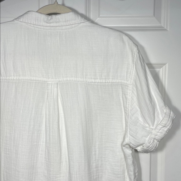 Aritzia Organic Cotton Button Up Collar Shirt Medium Longline White Gauze - Picture 6 of 11